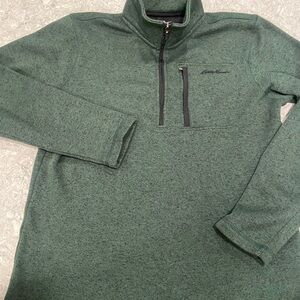 Eddie Bauer Forest Green Quarter-Zip Pullover-XL